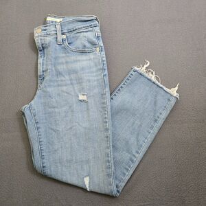 Levi's 724 Women 29 High Rise Straight Crop Jeans Distressed